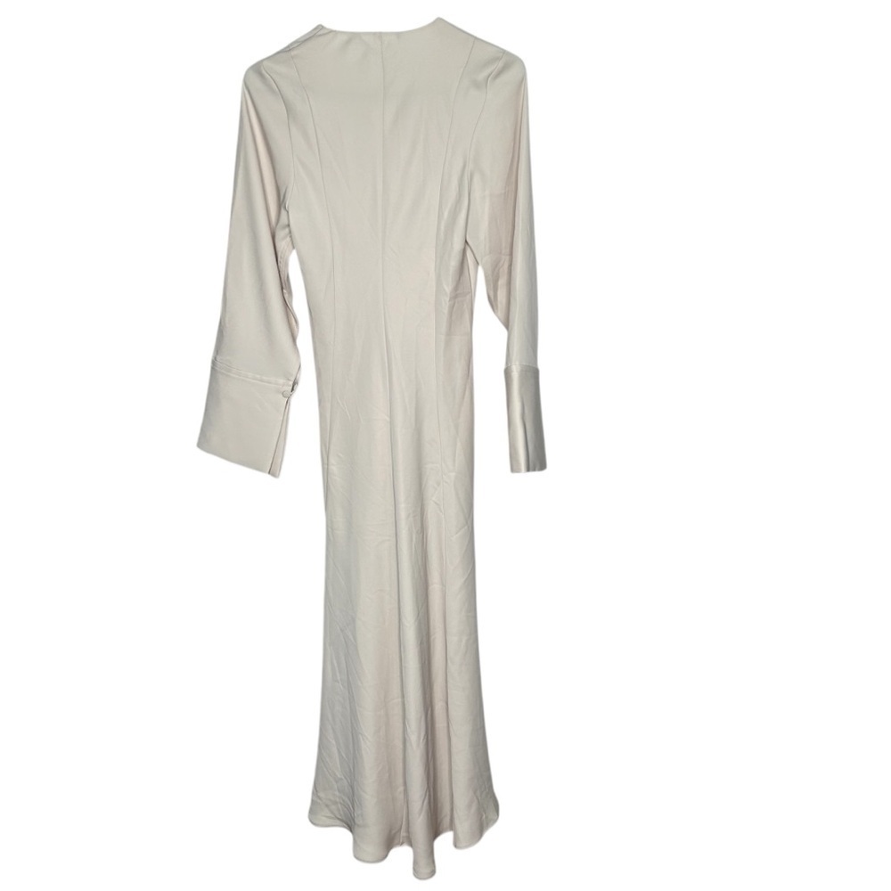 New Zara V-Neck Maxi Dress Beige Size M Elegant Wedding Brides Maid BNWT - Picture 8 of 8